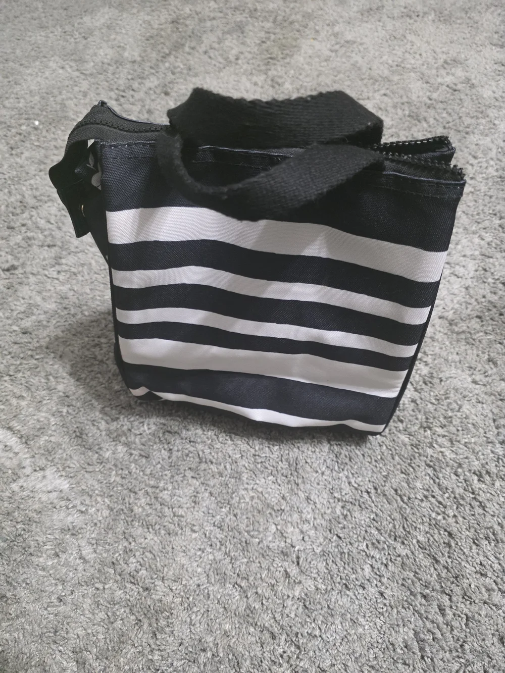 kate spade Black and White Horizontal Stripe Lunch Bag